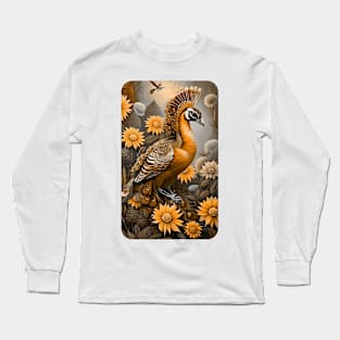 Gold Peacock Vintage Art Long Sleeve T-Shirt